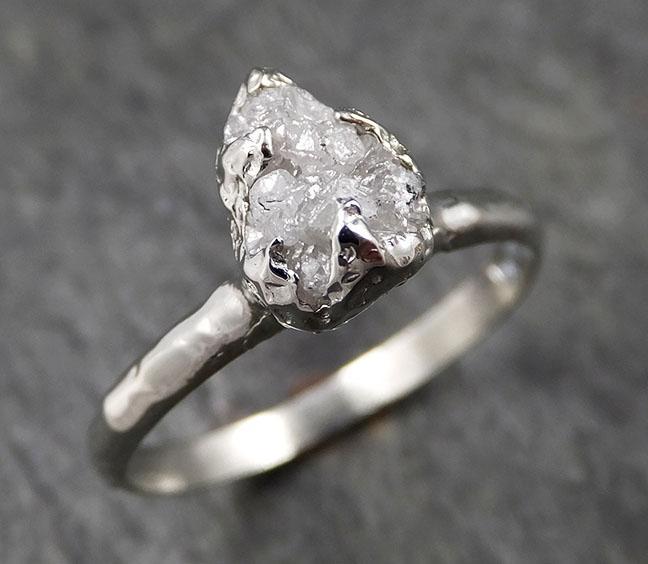 Rough Diamond Engagement Ring Raw 14k White Gold Ring Wedding Diamond Solitaire Rough Diamond Ring byAngeline 1372 - by Angeline