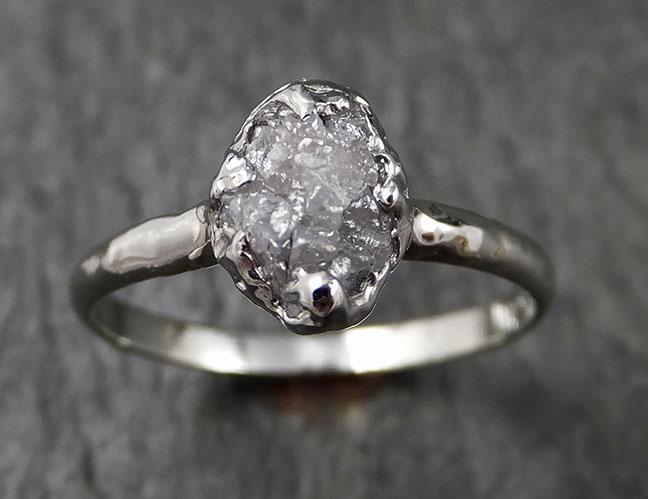 Rough Diamond Engagement Ring Raw 14k White Gold Ring Wedding Diamond Solitaire Rough Diamond Ring byAngeline 1373 - by Angeline