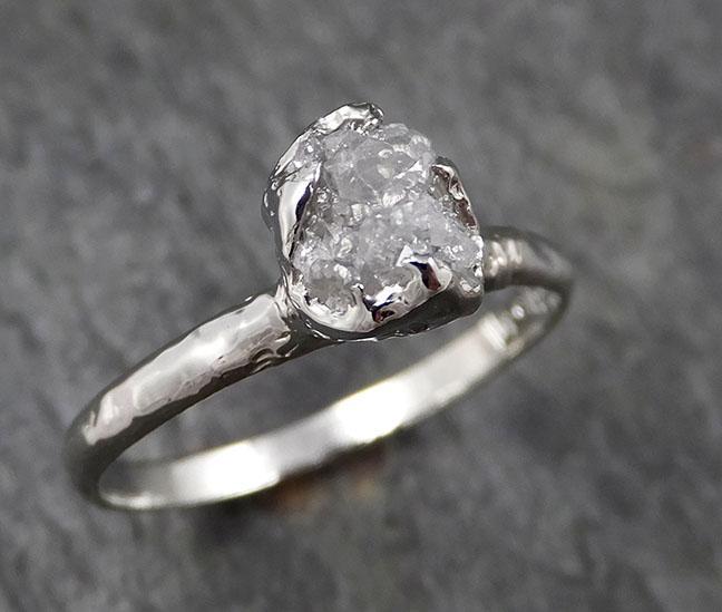 Rough Diamond Engagement Ring Raw 14k White Gold Ring Wedding Diamond Solitaire Rough Diamond Ring byAngeline 1374 - by Angeline