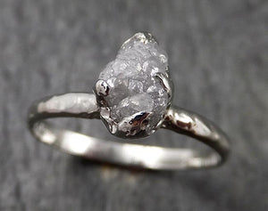Rough Diamond Engagement Ring Raw 14k White Gold Ring Wedding Diamond Solitaire Rough Diamond Ring byAngeline 1375 - by Angeline