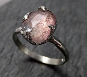 Fancy cut Pink Tourmaline White Gold Ring Gemstone Solitaire recycled 14k statement cocktail statement 1377 - by Angeline