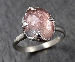 Fancy cut Pink Tourmaline White Gold Ring Gemstone Solitaire recycled 14k statement cocktail statement 1377 - by Angeline