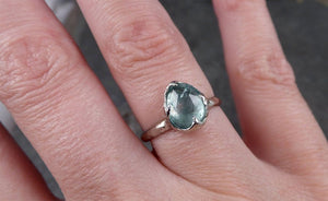 Fancy cut blue Tourmaline White Gold Ring Gemstone Solitaire recycled 14k statement cocktail statement 1378 - by Angeline