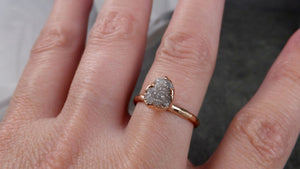 Raw White Diamond Solitaire Engagement Ring Rough 14k rose Gold Wedding diamond Stacking Rough Diamond byAngeline 1383 - by Angeline