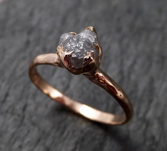 Raw White Diamond Solitaire Engagement Ring Rough 14k rose Gold Wedding diamond Stacking Rough Diamond byAngeline 1384 - by Angeline