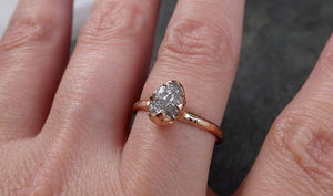 Raw White Diamond Solitaire Engagement Ring Rough 14k rose Gold Wedding diamond Stacking Rough Diamond byAngeline 1389 - by Angeline