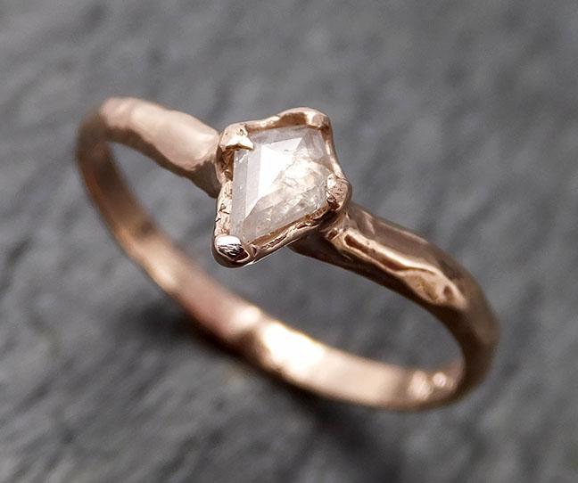 Fancy cut Chevron stacking Dainty White Diamond Solitaire Engagement 14k Rose Gold Wedding Ring byAngeline 1390 - by Angeline