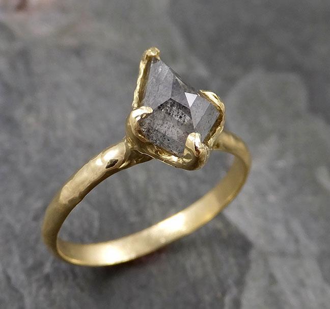 Fancy cut salt and pepper Diamond Solitaire Engagement 18k yellow Gold Wedding Ring Diamond Ring byAngeline 1401 - by Angeline