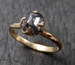 Fancy cut Salt and pepper Diamond Engagement 14k yellow Gold Wedding Ring byAngeline 1407 - by Angeline
