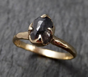 Fancy cut Salt and pepper Diamond Engagement 14k yellow Gold Wedding Ring byAngeline 1408 - by Angeline