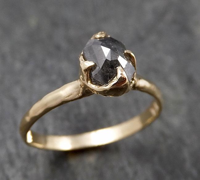 Fancy cut Salt and pepper Diamond Engagement 14k yellow Gold Wedding Ring byAngeline 1408 - by Angeline