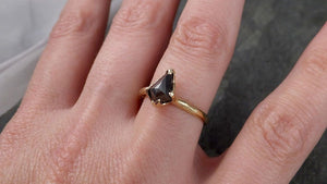 Fancy cut Salt and pepper Diamond Engagement 14k yellow Gold Wedding Ring byAngeline 1409 - by Angeline