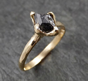 Fancy cut Salt and pepper Diamond Engagement 14k yellow Gold Wedding Ring byAngeline 1410 - by Angeline