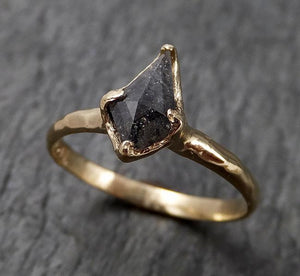 Fancy cut Salt and pepper Diamond Engagement 14k yellow Gold Wedding Ring byAngeline 1411 - by Angeline
