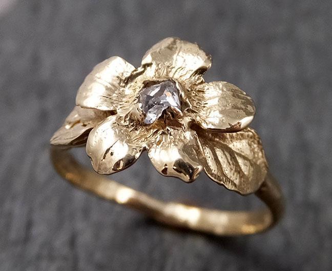 Real Flower Fancy cut Diamond 14k gold wedding engagement ring Enchanted Garden Floral Ring byAngeline 1413 - by Angeline