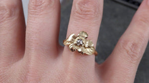 Real Flower Fancy cut Diamond 14k gold wedding engagement ring Enchanted Garden Floral Ring byAngeline 1413 - by Angeline