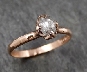 Faceted Fancy cut salt and pepper Diamond Solitaire Engagement 14k Rose Gold Wedding Ring byAngeline 1418 - by Angeline