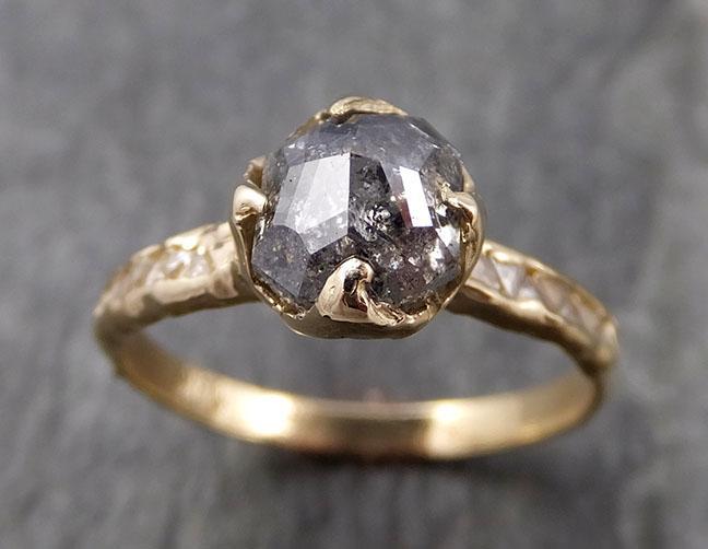Fancy cut salt and pepper Diamond Engagement 14k yellow Gold Multi stone Wedding Ring Macle Diamond Ring byAngeline 0939 - by Angeline