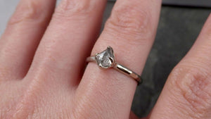 Faceted Fancy cut white Diamond Solitaire Engagement 18k White Gold Wedding Ring byAngeline 1419 - by Angeline