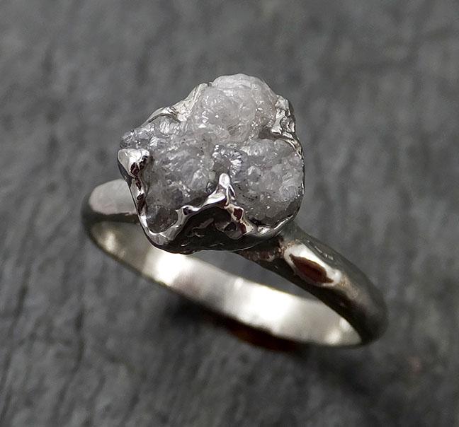 Rough Diamond Engagement Ring Raw 14k White Gold Ring Wedding Diamond Solitaire Rough Diamond Ring byAngeline 1426 - by Angeline