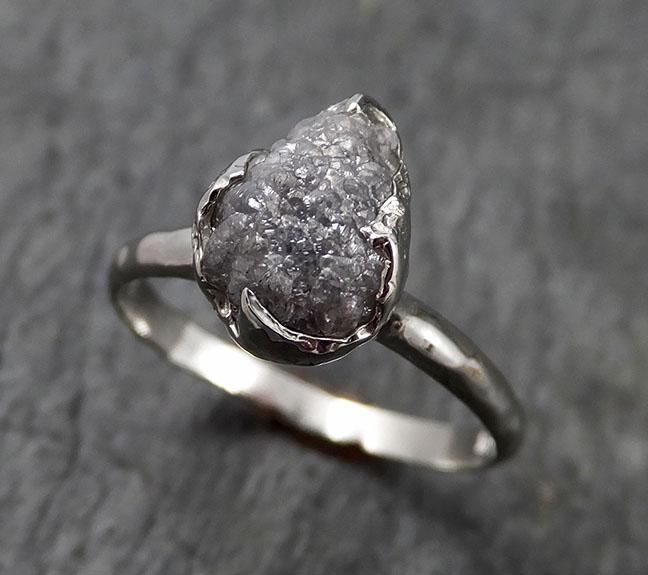 Rough Diamond Engagement Ring Raw 14k White Gold Ring Wedding Diamond Solitaire Rough Diamond Ring byAngeline 1427 - by Angeline
