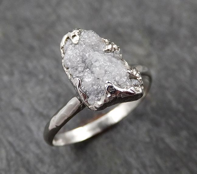 Rough Diamond Engagement Ring Raw 14k White Gold Ring Wedding Diamond Solitaire Rough Diamond Ring byAngeline 1428 - by Angeline