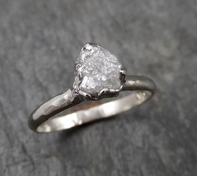 Rough Diamond Engagement Ring Raw 14k White Gold Ring Wedding Diamond Solitaire Rough Diamond Ring byAngeline 1430 - by Angeline
