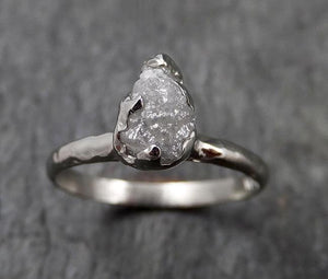 Rough Diamond Engagement Ring Raw 14k White Gold Ring Wedding Diamond Solitaire Rough Diamond Ring byAngeline 1431 - by Angeline