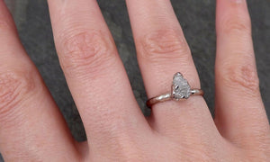 Rough Diamond Engagement Ring Raw 14k White Gold Ring Wedding Diamond Solitaire Rough Diamond Ring byAngeline 1431 - by Angeline