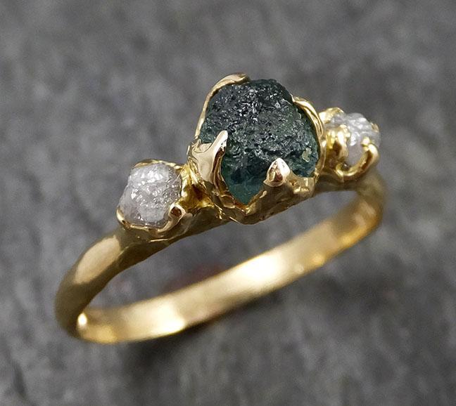 Montana Sapphire Diamond Yellow 18k Gold Engagement Ring Wedding Ring Custom One Of a Kind Gemstone Multi stone Ring 1437 - by Angeline