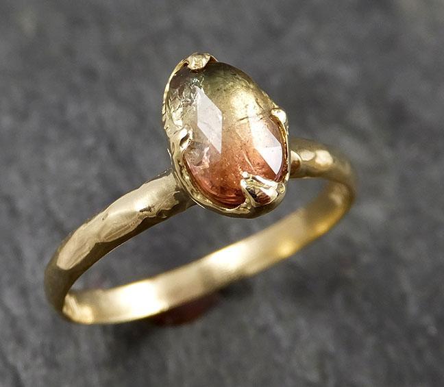 Fancy cut watermelon Tourmaline Gold Ring Gemstone Solitaire recycled 18k statement cocktail statement 1441 - by Angeline