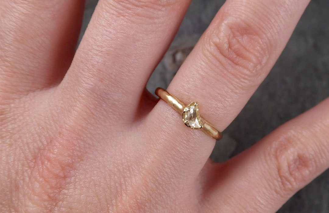 Fancy cut crescent moon diamond Engagement 14k Yellow Gold Solitaire Wedding Ring byAngeline 1448 - by Angeline