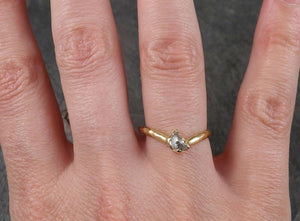 Fancy cut half moon diamond Chevron Engagement 18k Yellow Gold Solitaire Wedding Ring byAngeline 1450 - by Angeline