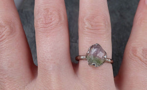 Fancy cut Watermelon Tourmaline White Gold Ring Gemstone Solitaire recycled 14k statement cocktail statement 1458 - by Angeline