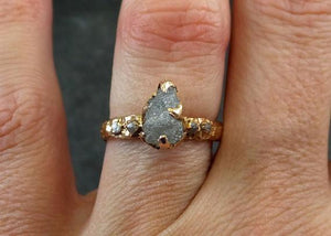 Raw Diamond Solitaire Engagement Ring Rough 18k rose Gold Wedding Ring diamond Stacking Ring Rough Diamond Ring - by Angeline