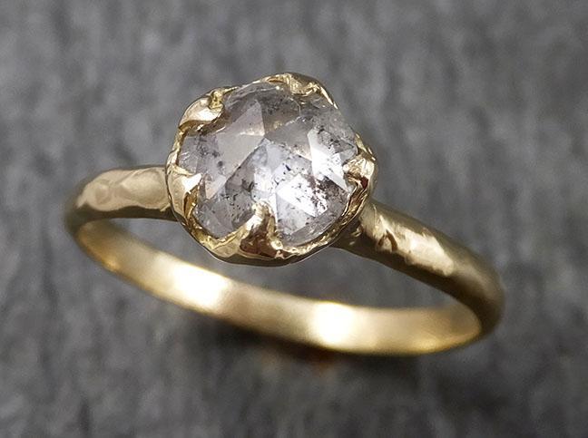 Fancy cut Salt and pepper Diamond Solitaire Engagement 18k yellow Gold Wedding Ring Diamond Ring byAngeline 1475 - by Angeline