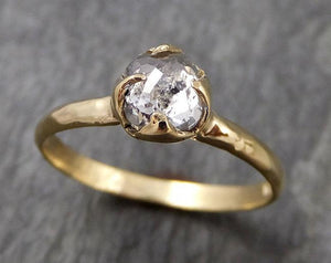 Fancy cut salt and pepper Diamond Solitaire Engagement 18k yellow Gold Wedding Ring Diamond Ring byAngeline 0942 - by Angeline
