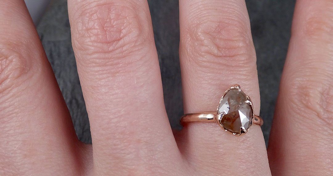 Fancy cut Coral Solitaire Diamond Engagement 14k Rose Gold Wedding Ring byAngeline 1480 - by Angeline