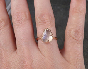 Fancy cut Moonstone Rose Gold Ring Gemstone Solitaire recycled 14k statement cocktail statement 1482 - by Angeline