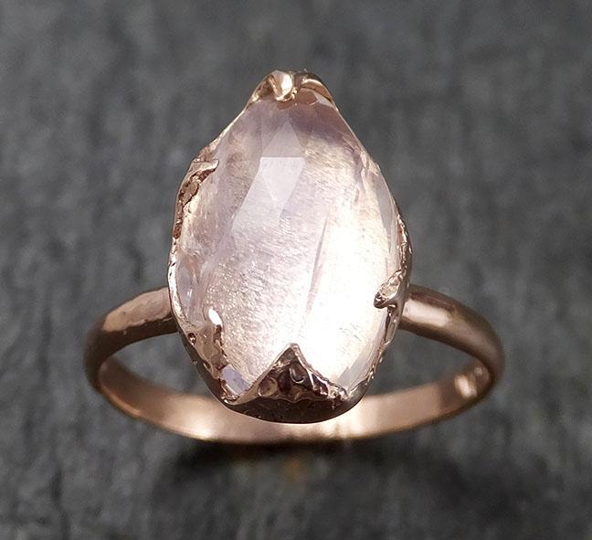 Fancy cut Moonstone Rose Gold Ring Gemstone Solitaire recycled 14k statement cocktail statement 1483 - by Angeline