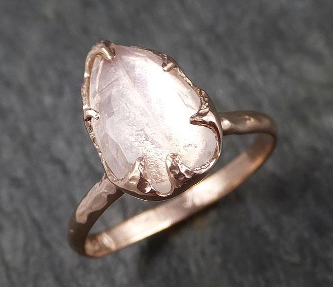 Fancy cut Moonstone Rose Gold Ring Gemstone Solitaire recycled 14k statement cocktail statement 1484 - by Angeline