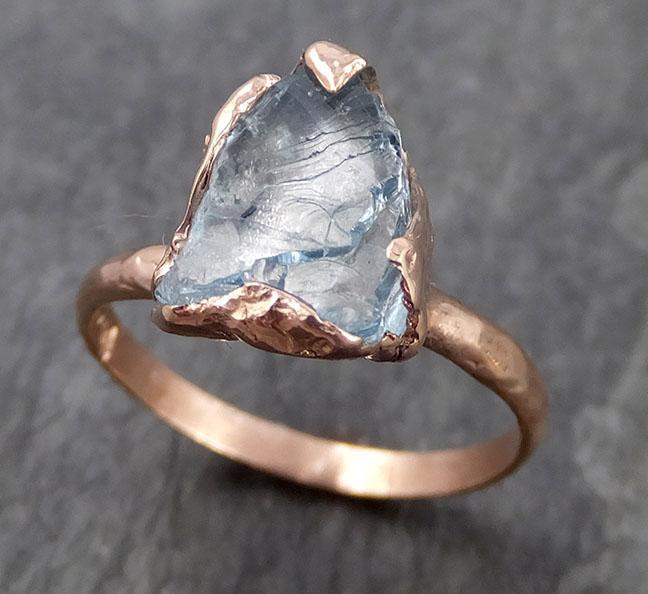 Raw uncut Aquamarine Solitaire Ring Custom One Of a Kind Gemstone Ring Bespoke byAngeline 0946 - by Angeline