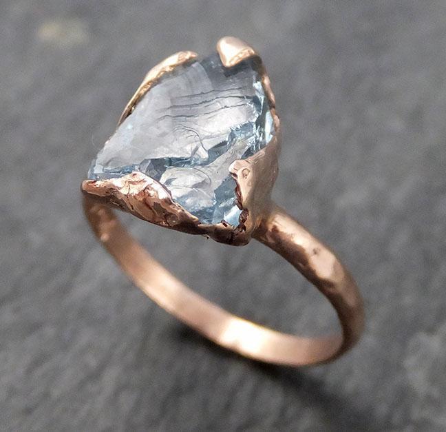 Raw uncut Aquamarine Solitaire Ring Custom One Of a Kind Gemstone Ring Bespoke byAngeline 0946 - by Angeline