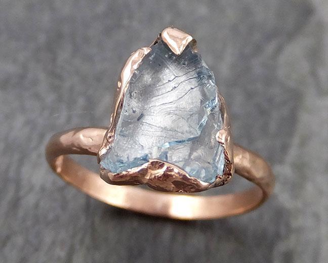 Raw uncut Aquamarine Solitaire Ring Custom One Of a Kind Gemstone Ring Bespoke byAngeline 0946 - by Angeline