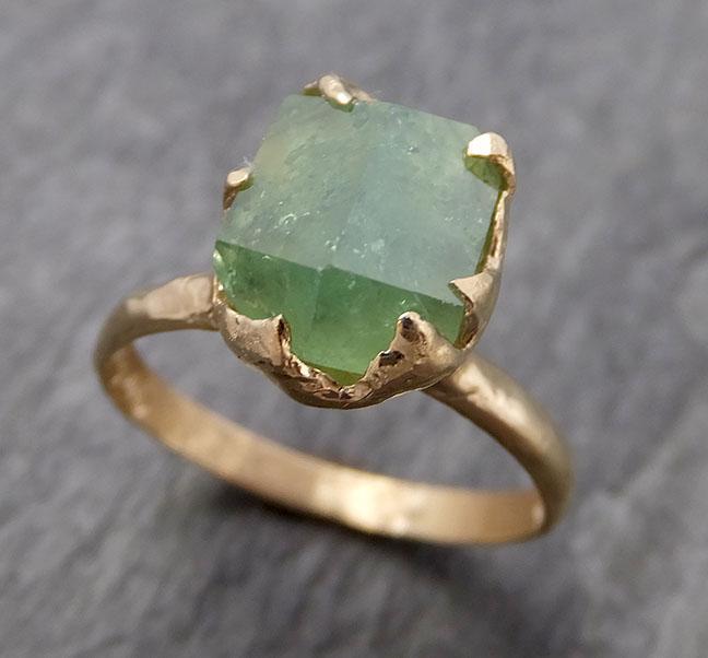 Rough Raw Natural Demantoid Green Garnet Gemstone Solitaire ring Recycled 14k yellow Gold One of a kind Gemstone ring byAngeline 0947 - by Angeline