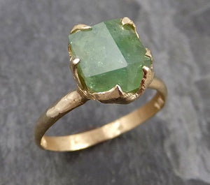 Rough Raw Natural Demantoid Green Garnet Gemstone Solitaire ring Recycled 14k yellow Gold One of a kind Gemstone ring byAngeline 0947 - by Angeline