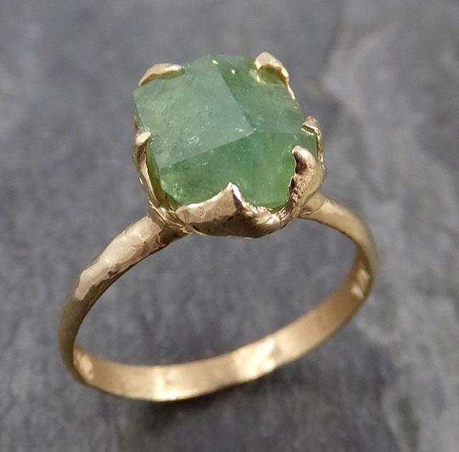 Rough Raw Natural Demantoid Green Garnet Gemstone Solitaire ring Recycled 14k yellow Gold One of a kind Gemstone ring byAngeline 0947 - by Angeline