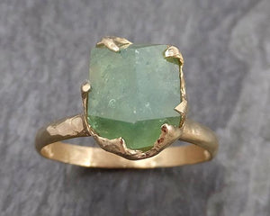 Rough Raw Natural Demantoid Green Garnet Gemstone Solitaire ring Recycled 14k yellow Gold One of a kind Gemstone ring byAngeline 0947 - by Angeline