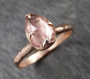 Fancy cut Pink Tourmaline Rose Gold Ring Gemstone Solitaire recycled 14k statement cocktail statement 1487 - by Angeline