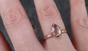 Fancy cut Pink Tourmaline Rose Gold Ring Gemstone Solitaire recycled 14k statement cocktail statement 1487 - by Angeline